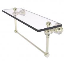 Allied Brass CL-1-16TB-PNI - Carolina Collection 16 Inch Glass Shelf with Integrated Towel Bar - Polished Nickel