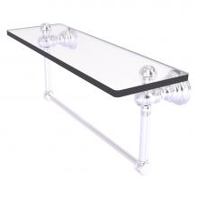 Allied Brass CL-1-16TB-SCH - Carolina Collection 16 Inch Glass Shelf with Integrated Towel Bar - Satin Chrome
