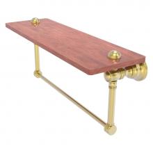Allied Brass CL-1-16TB-IRW-SBR - Carolina Collection 16 Inch Wood shelf with Integrated Towel Bar - Satin Brass