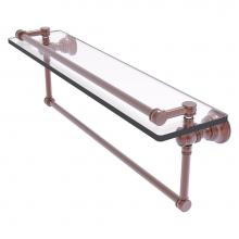 Allied Brass CL-1-22TB-GAL-CA - Carolina Collection 22 Inch Gallery Glass Shelf with Integrated Towel Bar - Antique Copper