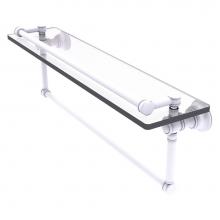 Allied Brass CL-1-22TB-GAL-WHM - Carolina Collection 22 Inch Gallery Glass Shelf with Integrated Towel Bar - Matte White