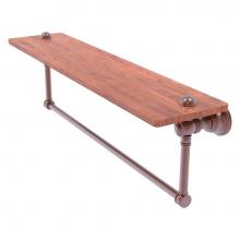 Allied Brass CL-1-22TB-IRW-CA - Carolina Collection 22 Inch Wood shelf with Integrated Towel Bar - Antique Copper