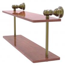 Allied Brass CL-2-16-IRW-ABR - Carolina Collection 16 Inch Two Tiered Wood Shelf - Antique Brass