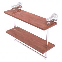 Allied Brass CL-2-16TB-IRW-SCH - Carolina Collection 16 Inch Double Wood Shelf with Towel Bar - Satin Chrome