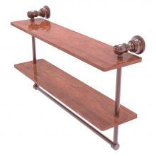Allied Brass CL-2-22TB-IRW-CA - Carolina Collection 22 Inch Double Wood Shelf with Towel Bar - Antique Copper