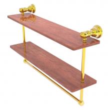 Allied Brass CL-2-22TB-IRW-PB - Carolina Collection 22 Inch Double Wood Shelf with Towel Bar - Polished Brass