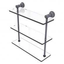 Allied Brass CL-5-16-GYM - Carolina Collection 16 Inch Triple Glass Shelf - Matte Gray