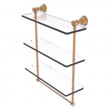 Allied Brass CL-5-16TB-BBR - Carolina Collection 16 Inch Triple Glass Shelf with Towel Bar - Brushed Bronze