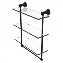 Allied Brass CL-5-16TB-BKM - Carolina Collection 16 Inch Triple Glass Shelf with Towel Bar - Matte Black