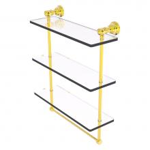 Allied Brass CL-5-16TB-PB - Carolina Collection 16 Inch Triple Glass Shelf with Towel Bar - Polished Brass