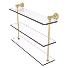 Allied Brass CL-5-22-UNL - Carolina Collection 22 Inch Triple Glass Shelf - Unlacquered Brass