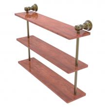 Allied Brass CL-5-22-IRW-ABR - Carolina Collection 22 Inch Triple Wood Shelf - Antique Brass
