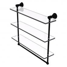 Allied Brass CL-5-22TB-BKM - Carolina Collection 22 Inch Triple Glass Shelf with Towel Bar - Matte Black