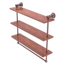 Allied Brass CL-5-22TB-IRW-CA - Carolina Collection 22 Inch Triple Wood Shelf with Towel Bar - Antique Copper