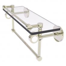 Allied Brass CV-1TB-16-GAL-PNI - Clearview Collection 16 Inch Glass Shelf with Gallery Rail and Towel Bar - Polished Nickel
