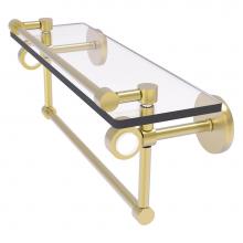 Allied Brass CV-1TB-16-GAL-SBR - Clearview Collection 16 Inch Glass Shelf with Gallery Rail and Towel Bar - Satin Brass