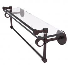 Allied Brass CV-1TB-22-GAL-ABZ - Clearview Collection 22 Inch Glass Shelf with Gallery Rail and Towel Bar - Antique Bronze