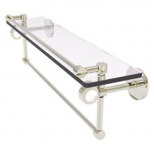 Allied Brass CV-1TB-22-GAL-PNI - Clearview Collection 22 Inch Glass Shelf with Gallery Rail and Towel Bar - Polished Nickel