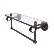 Allied Brass CV-1TBD-16-VB - Clearview Collection 16 Inch Glass Shelf with Towel Bar and Dotted Accents