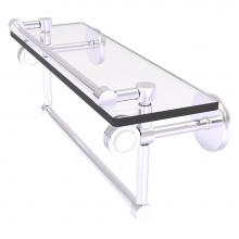 Allied Brass CV-1TBD-16-GAL-SCH - Clearview Collection 16 Inch Glass Gallery Shelf with Towel Bar and Dotted Accents - Satin Chrome