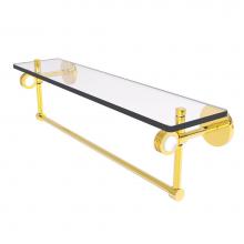 Allied Brass CV-1TBD-22-PB - Clearview Collection 22 Inch Glass Shelf with Towel Bar and Dotted Accents