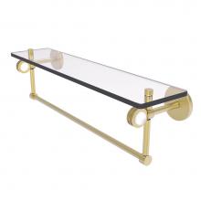 Allied Brass CV-1TBD-22-SBR - Clearview Collection 22 Inch Glass Shelf with Towel Bar and Dotted Accents