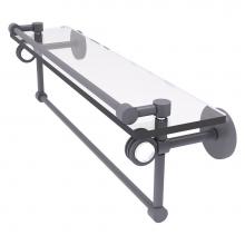Allied Brass CV-1TBD-22-GAL-GYM - Clearview Collection 22 Inch Glass Gallery Shelf with Towel Bar and Dotted Accents - Matte Gray