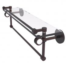 Allied Brass CV-1TBD-22-GAL-VB - Clearview Collection 22 Inch Glass Gallery Shelf with Towel Bar and Dotted Accents - Venetian Bron
