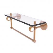 Allied Brass CV-1TBG-16-BBR - Clearview Collection 16 Inch Glass Shelf with Towel Bar and Groovy Accents