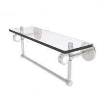 Allied Brass CV-1TBG-16-SN - Clearview Collection 16 Inch Glass Shelf with Towel Bar and Groovy Accents