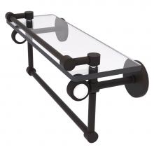 Allied Brass CV-1TBG-16-GAL-ORB - Clearview Collection 16 Inch Glass Gallery Shelf with Towel Bar and Grooved Accents - Oil Rubbed B