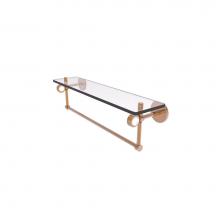Allied Brass CV-1TBG-22-BBR - Clearview Collection 22 Inch Glass Shelf with Towel Bar and Groovy Accents