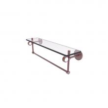 Allied Brass CV-1TBG-22-CA - Clearview Collection 22 Inch Glass Shelf with Towel Bar and Groovy Accents