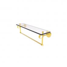 Allied Brass CV-1TBG-22-PB - Clearview Collection 22 Inch Glass Shelf with Towel Bar and Groovy Accents