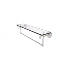 Allied Brass CV-1TBG-22-SN - Clearview Collection 22 Inch Glass Shelf with Towel Bar and Groovy Accents