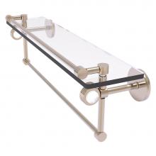 Allied Brass CV-1TBG-22-GAL-PEW - Clearview Collection 22 Inch Glass Gallery Shelf with Towel Bar and Grooved Accents - Antique Pewt