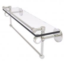 Allied Brass CV-1TBG-22-GAL-SN - Clearview Collection 22 Inch Glass Gallery Shelf with Towel Bar and Grooved Accents - Satin Nickel