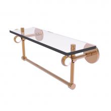 Allied Brass CV-1TBT-16-BBR - Clearview Collection 16 Inch Glass Shelf with Towel Bar and Twisted Accents