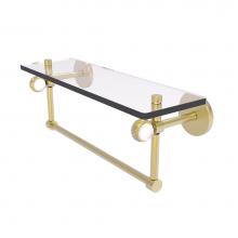 Allied Brass CV-1TBT-16-SBR - Clearview Collection 16 Inch Glass Shelf with Towel Bar and Twisted Accents