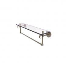 Allied Brass CV-1TBT-22-ABR - Clearview Collection 22 Inch Glass Shelf with Towel Bar and Twisted Accents