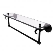 Allied Brass CV-1TBT-22-BKM - Clearview Collection 22 Inch Glass Shelf with Towel Bar and Twisted Accents