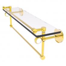 Allied Brass CV-1TBT-22-GAL-PB - Clearview Collection 22 Inch Glass Gallery Shelf with Towel Bar and Twisted Accents - Polished Bra