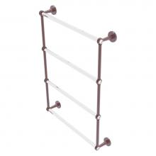Allied Brass CV-28G-24-CA - Clearview Collection 4 Tier 24 Inch Ladder Towel Bar with Grooved Accents - Antique Copper