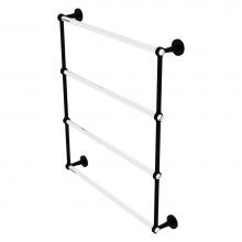 Allied Brass CV-28G-30-BKM - Clearview Collection 4 Tier 30 Inch Ladder Towel Bar with Grooved Accents - Matte Black