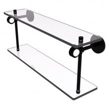 Allied Brass CV-2D-16-BKM - Clearview Collection 16 Inch Double Glass Shelf with Dotted Accents - Matte Black