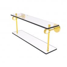 Allied Brass CV-2D-22-PB - Clearview Collection 22 Inch Two Tiered Glass Shelf with Dotted Accents