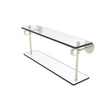 Allied Brass CV-2G-22-PNI - Clearview Collection 22 Inch Two Tiered Glass Shelf with Groovy Accents