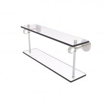 Allied Brass CV-2G-22-SN - Clearview Collection 22 Inch Two Tiered Glass Shelf with Groovy Accents