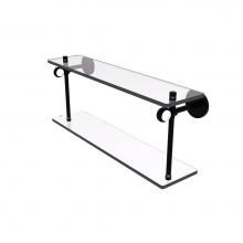 Allied Brass CV-2T-22-BKM - Clearview Collection 22 Inch Two Tiered Glass Shelf with Twisted Accents