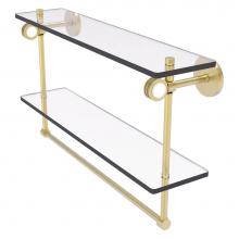 Allied Brass CV-2TBD-22-SBR - Clearview Collection 22 Inch Double Glass Shelf with Towel Bar and Dotted Accents - Satin Brass
